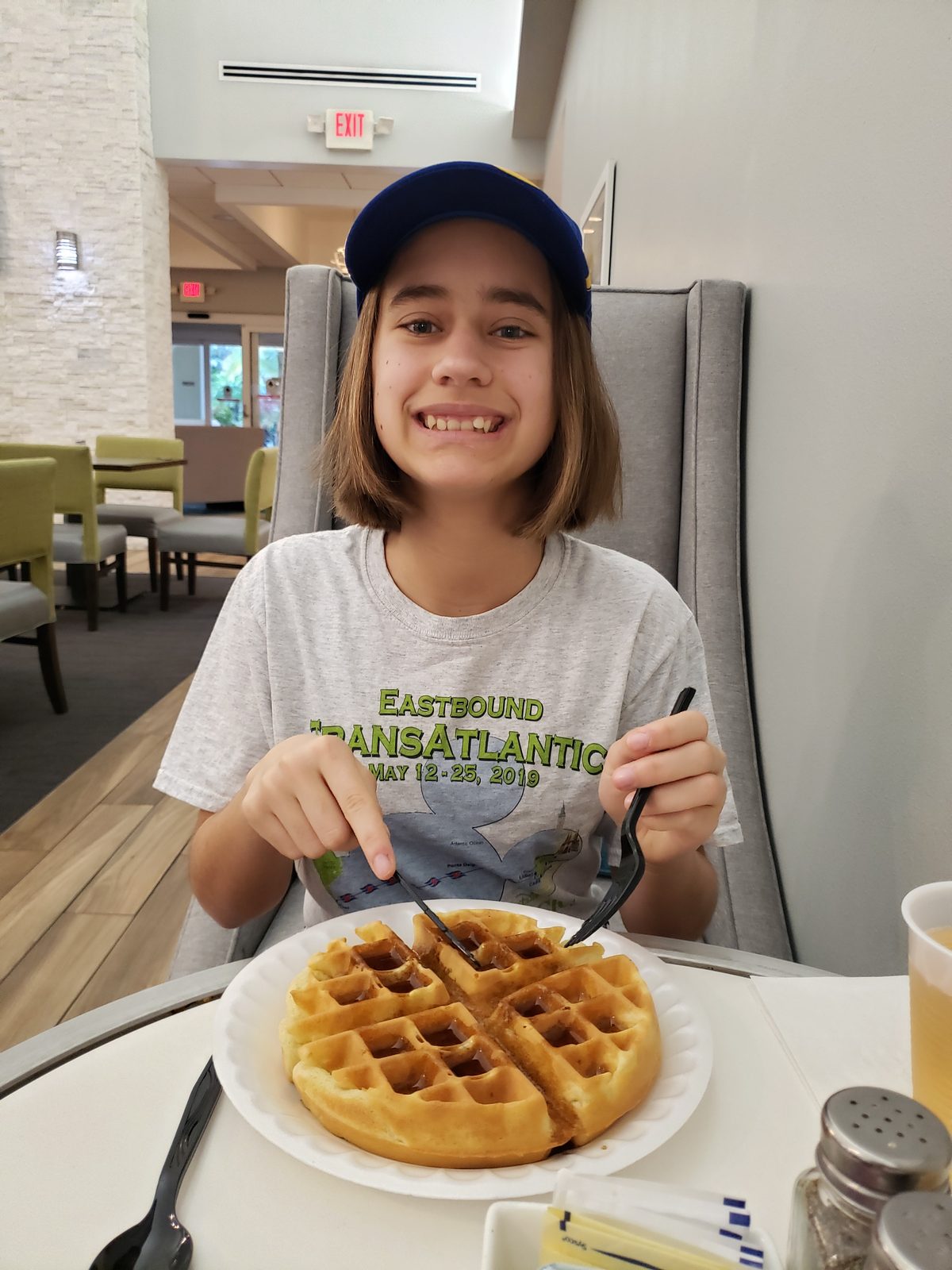 Lisa at the Miami hotel waffle breakfast