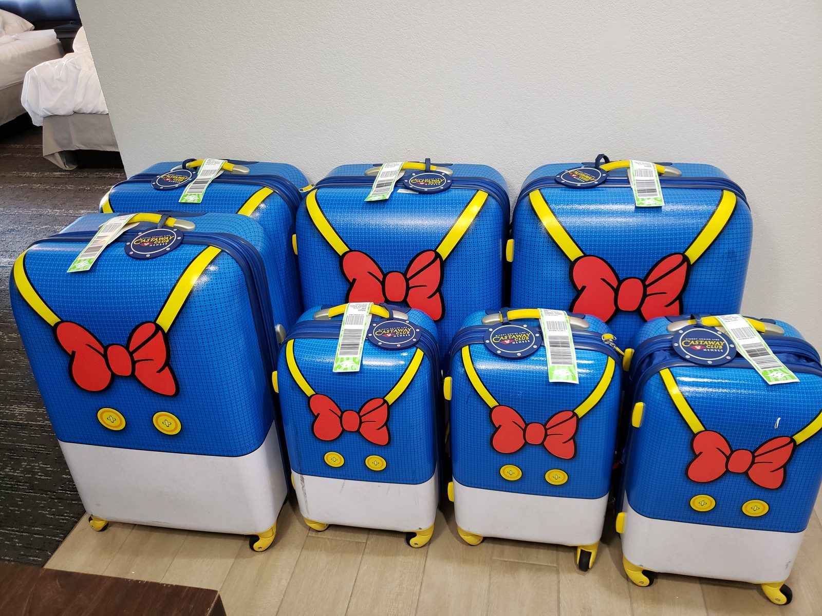 Donald Duck luggage lined up for the terminal