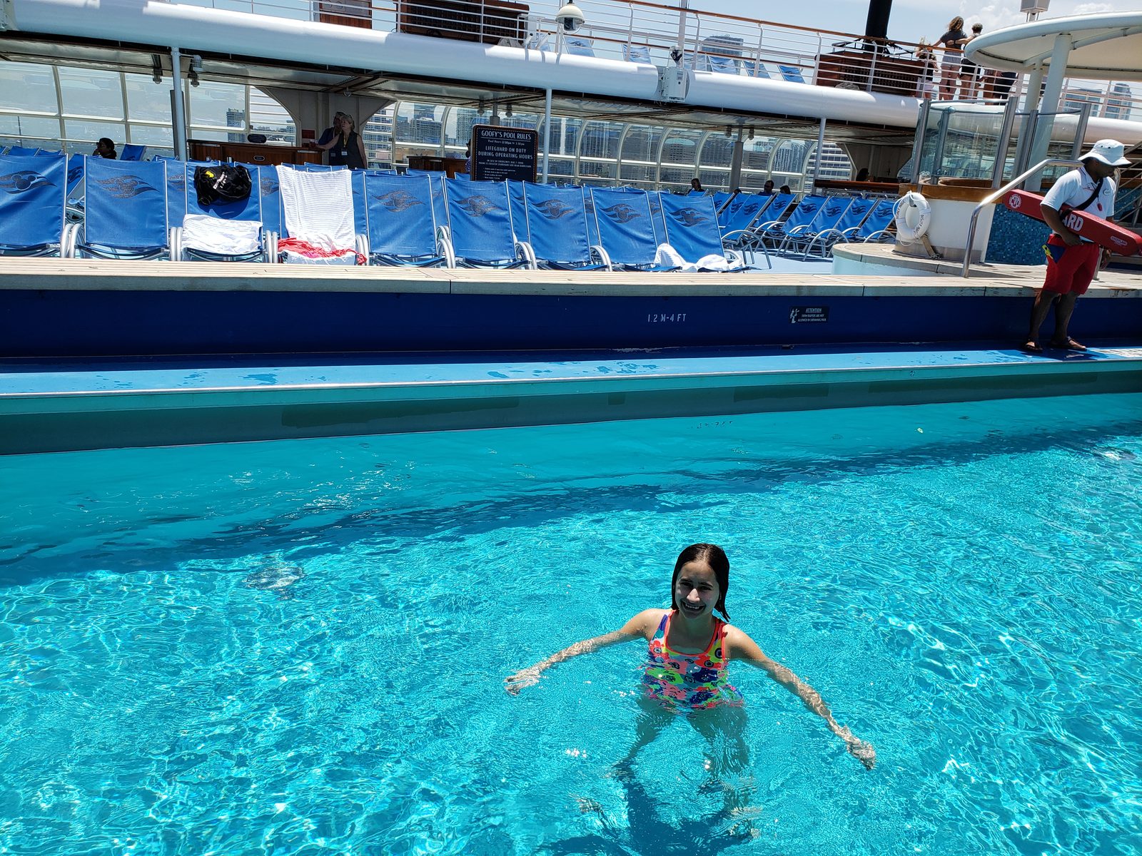 Lisa gets in the pool before we sail