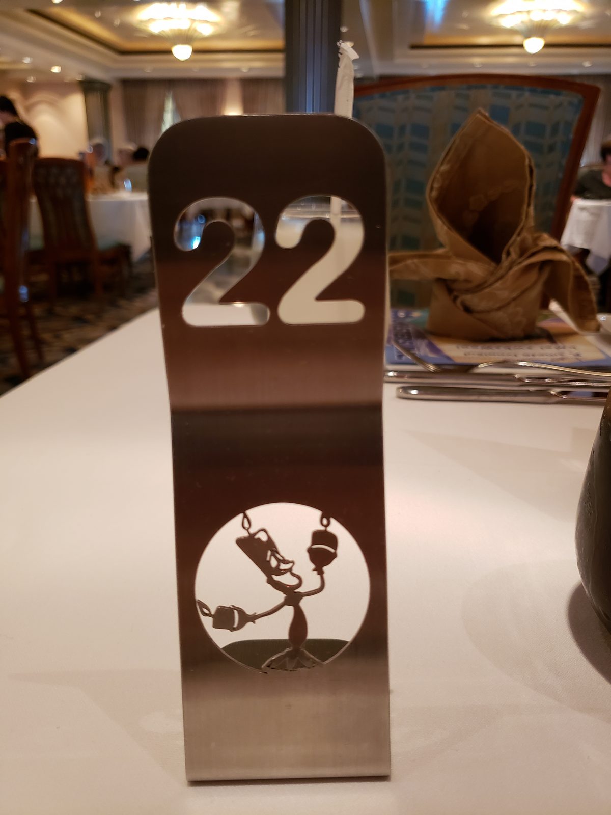 Our table, number 22, set for dinner