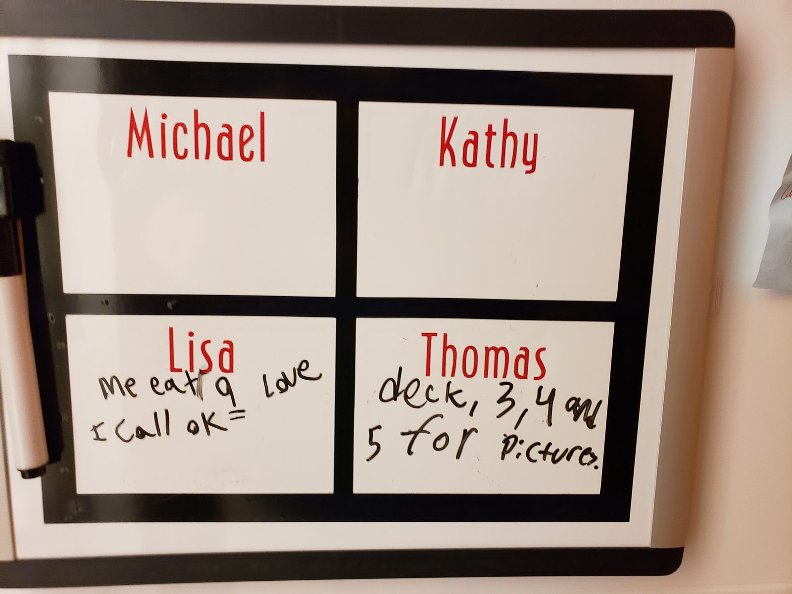 The whiteboard where we left each other notes