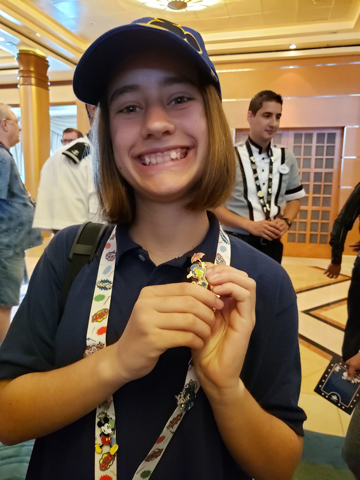 Lisa trading pins with the crew