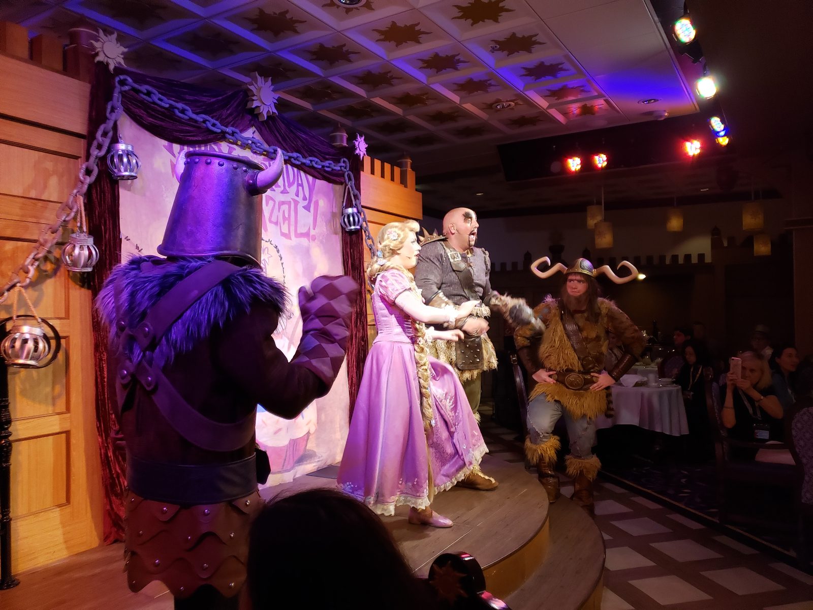 Rapunzel visits during the Tangled dinner show