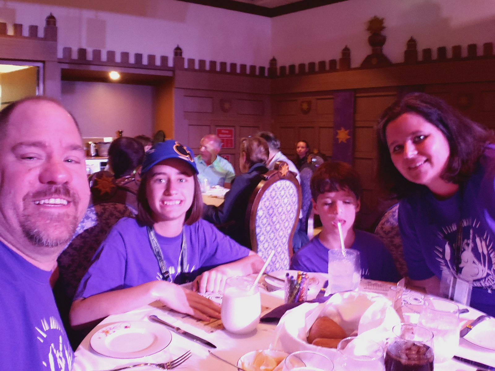 Our family at dinner in Rapunzel's Royal Table
