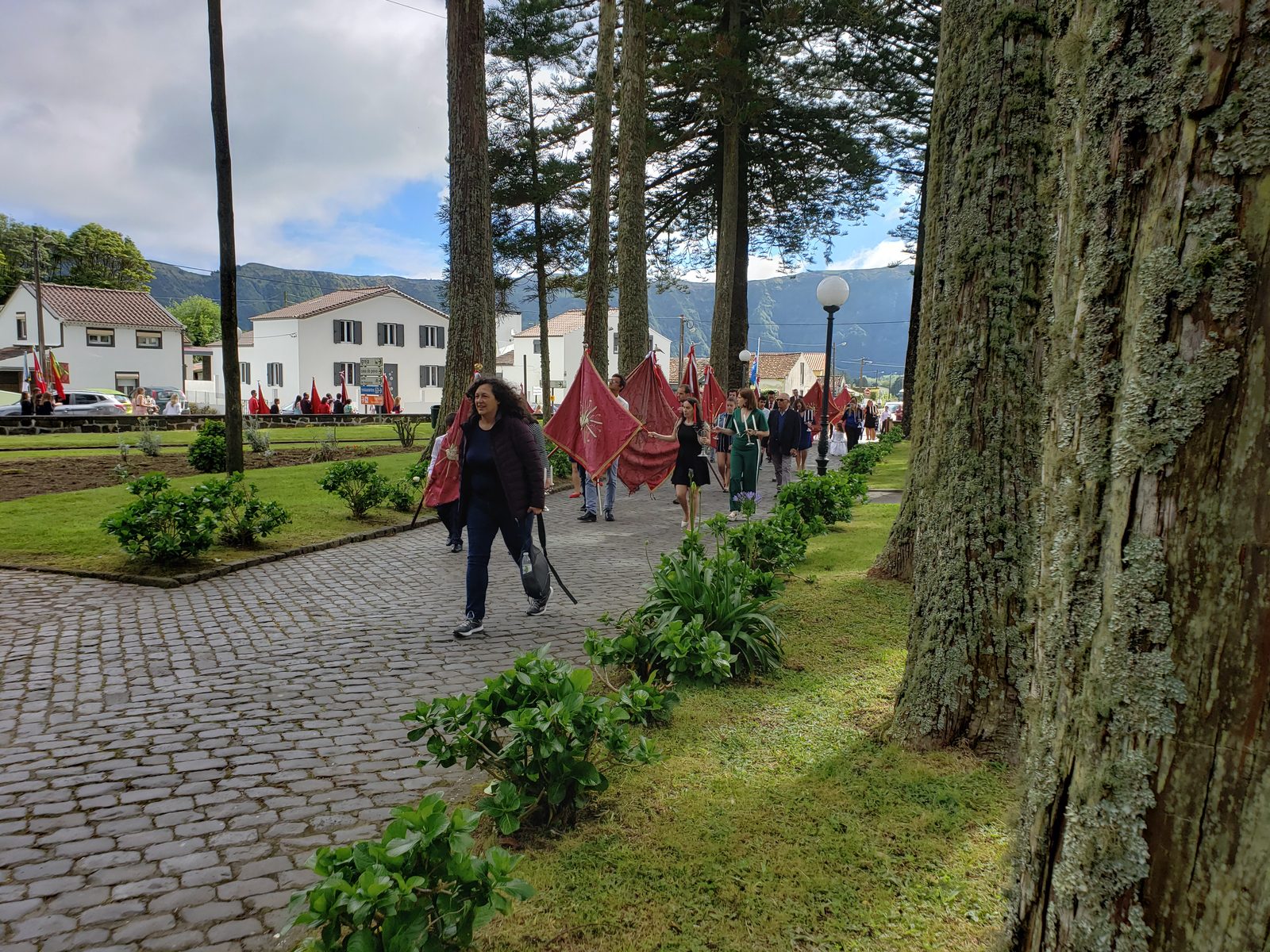 A local procession passes through Sete Cidades
