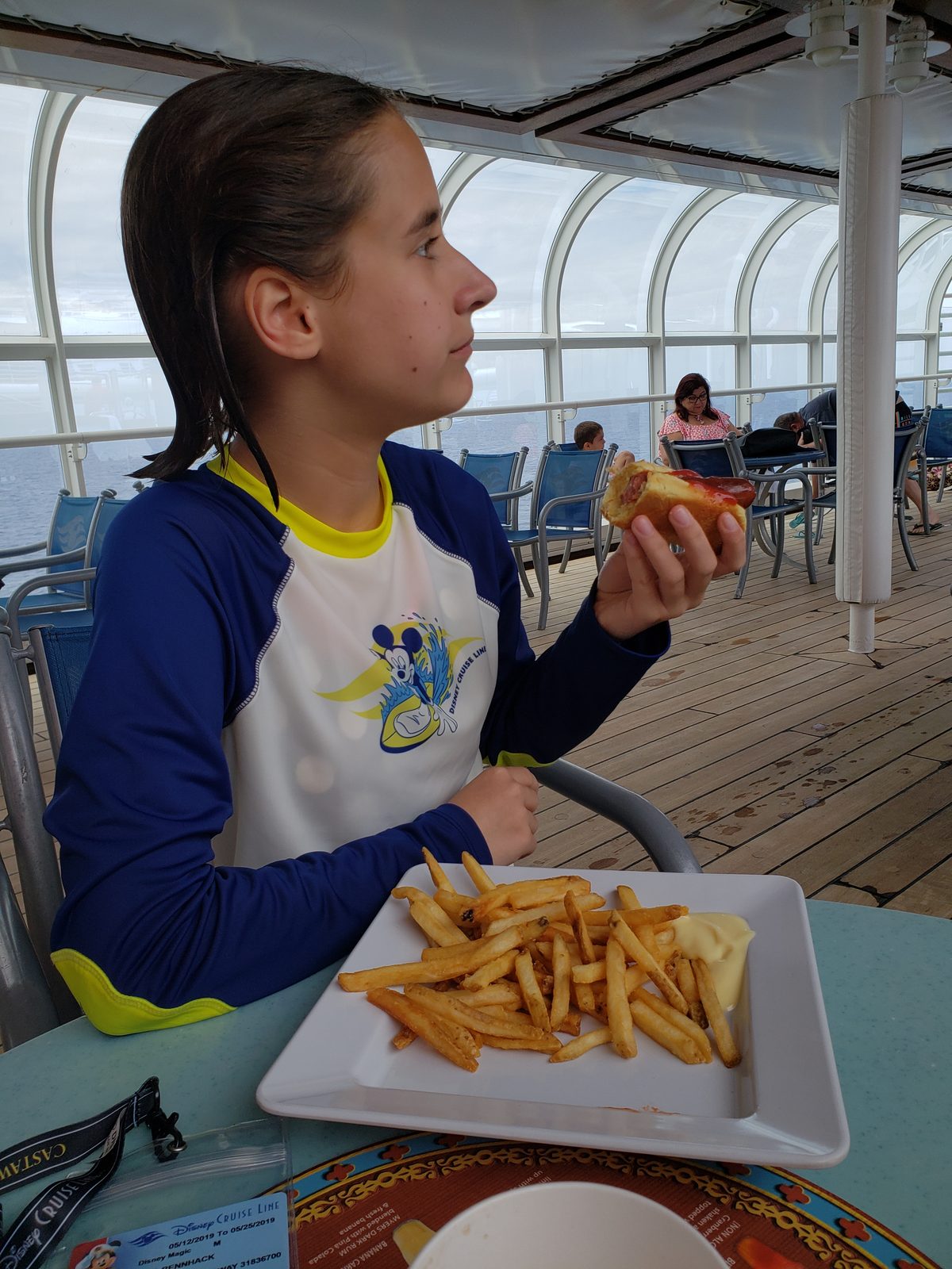 Lisa with fries on deck