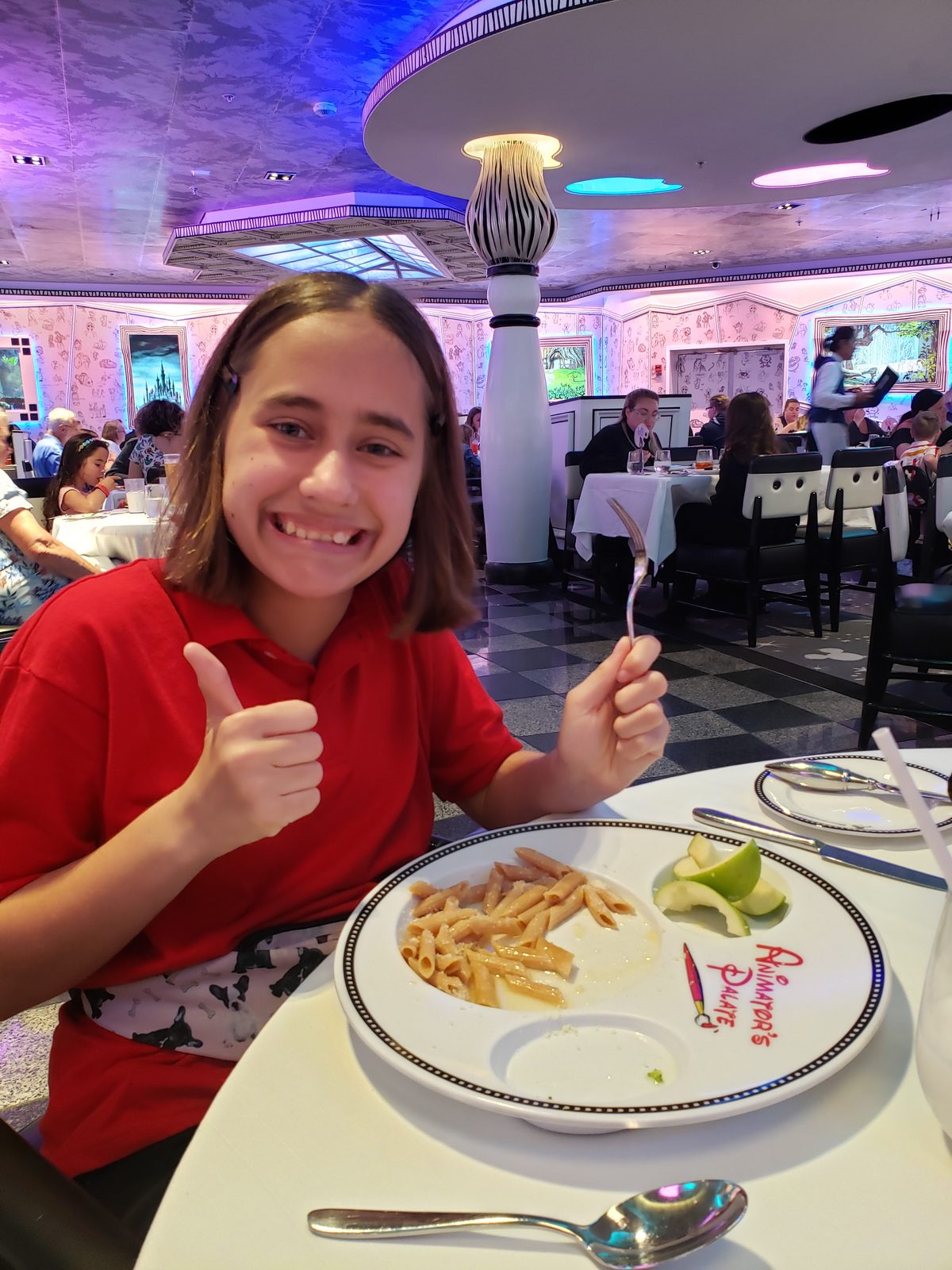 Lisa gives dinner a thumbs up