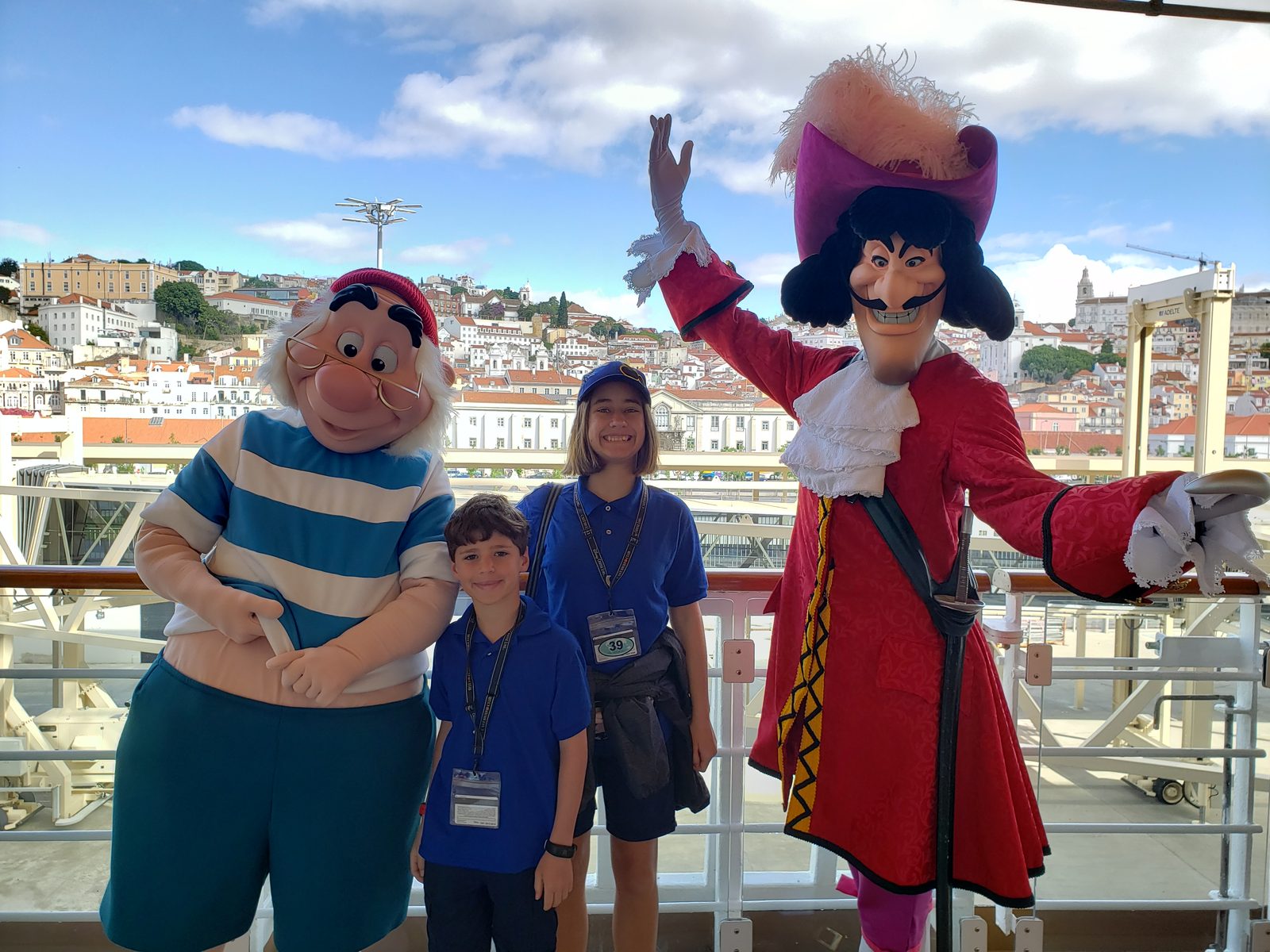 Mr. Smee, Thomas, Lisa & Captain Hook on deck in Lisbon