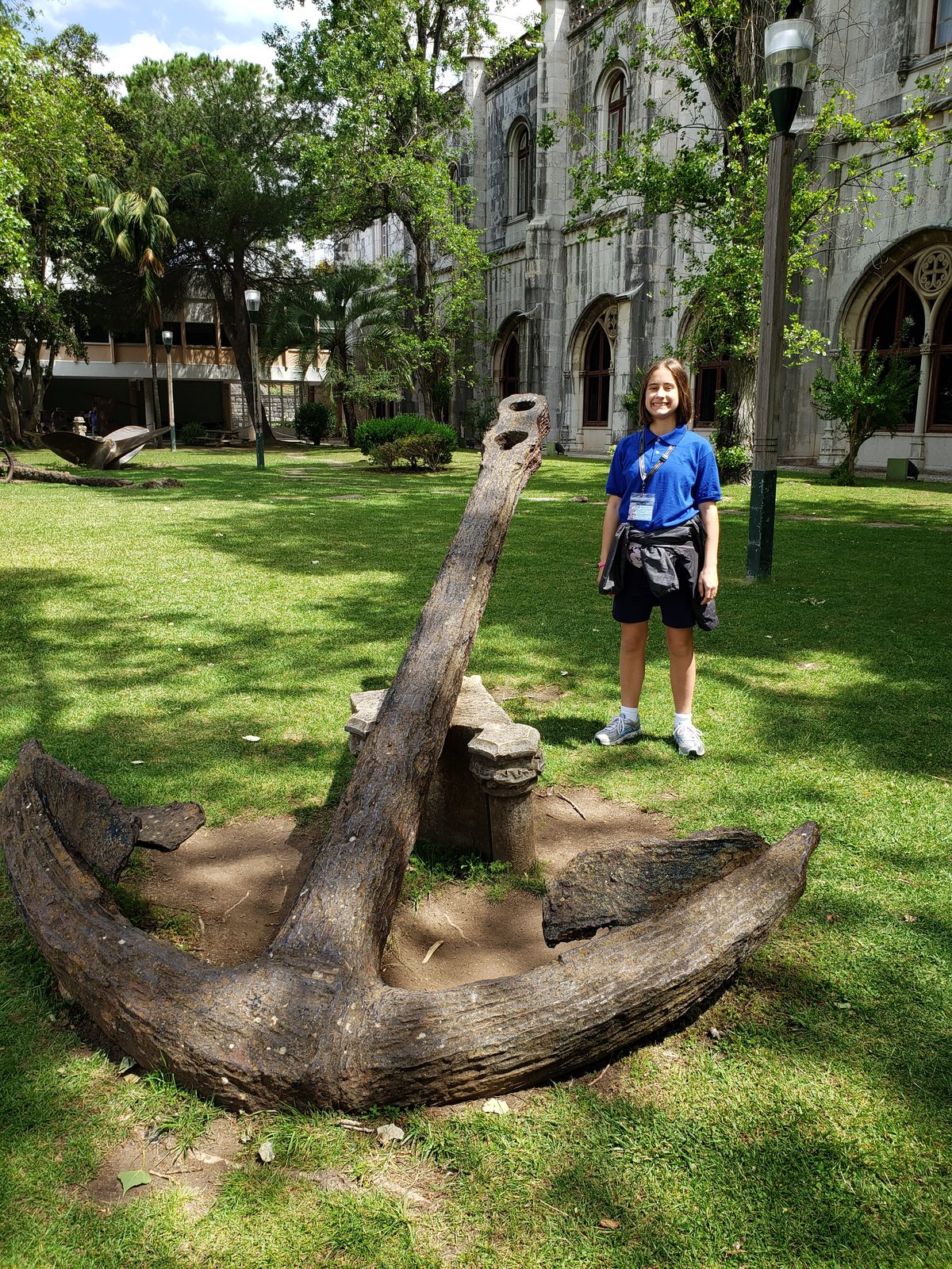 Lisa by an old anchor at the Maritime Museum