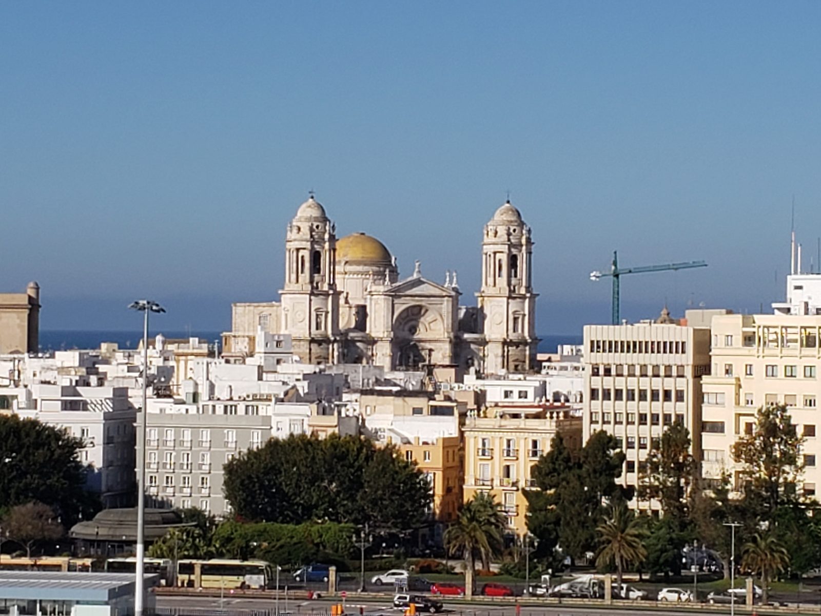 Cadiz's cathedral domes from the ship