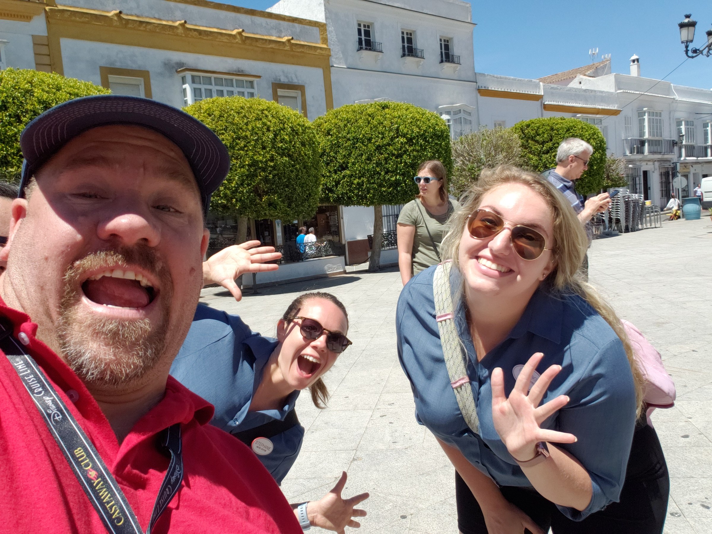 A selfie with Stephanie and Frankie, our ASL interpreters, in Medina Sidonia