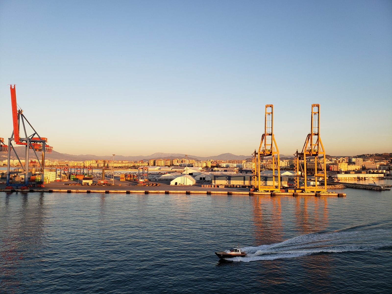 Sunrise over the port as we came into Málaga