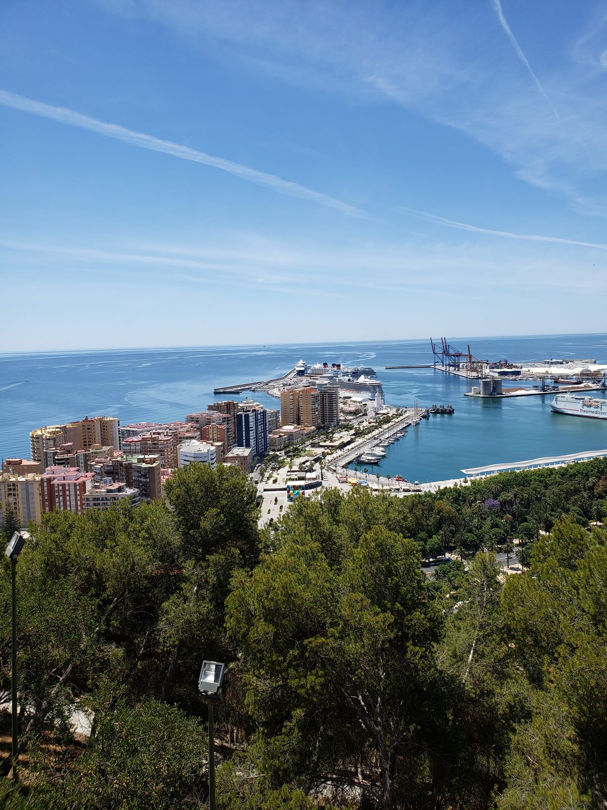 Málaga harbor from Gibralfaro Castle