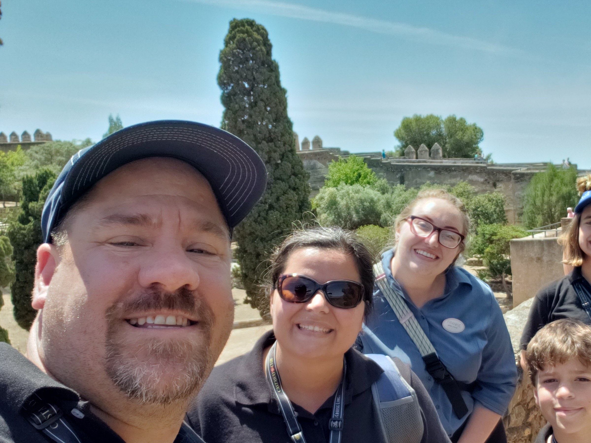 A selfie with Kathy, Frankie and Thomas at the Alcazaba in Málaga