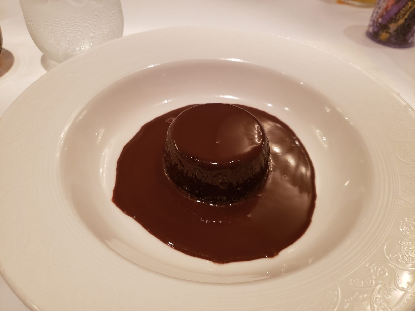 A chocolate dessert at dinner