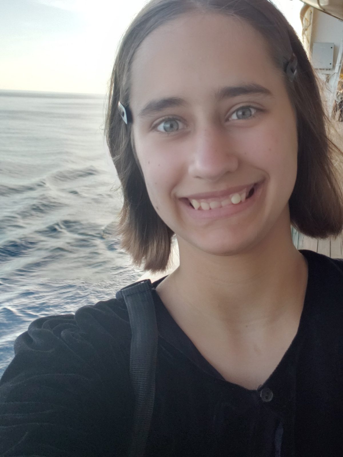 Lisa's evening selfie as the ship sailed on