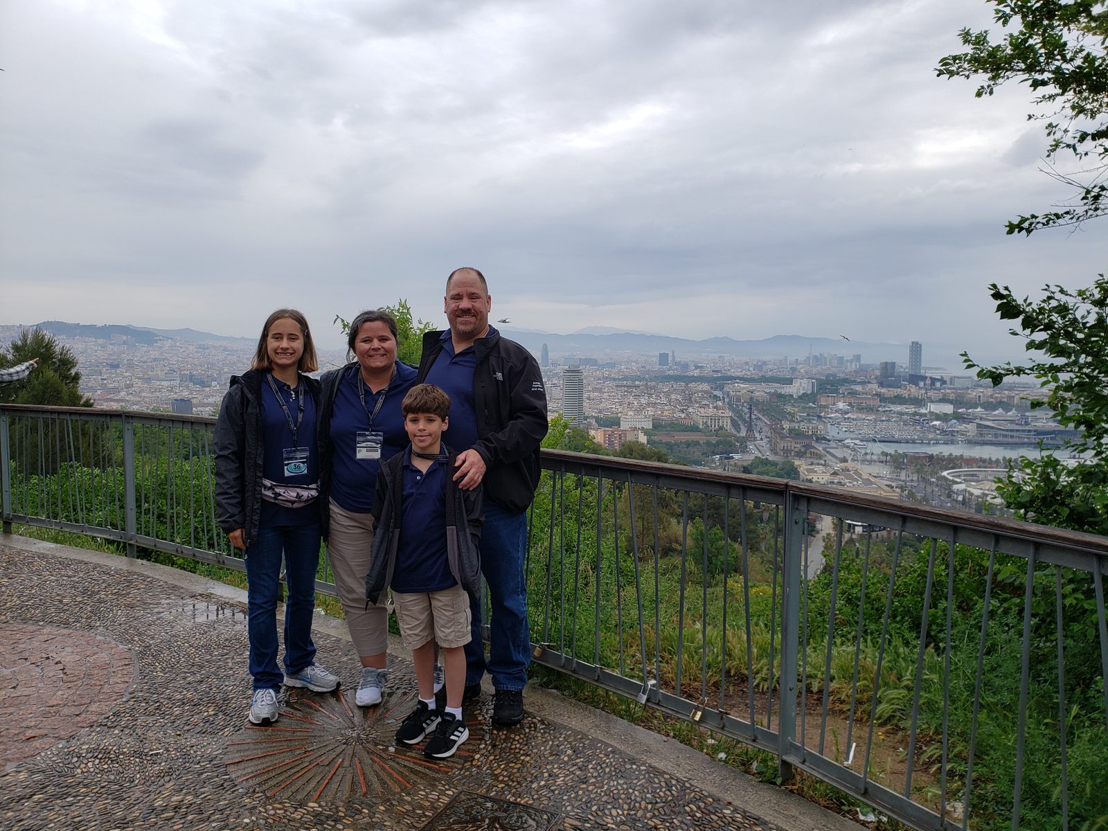 All four of us above Barcelona from Montjuic