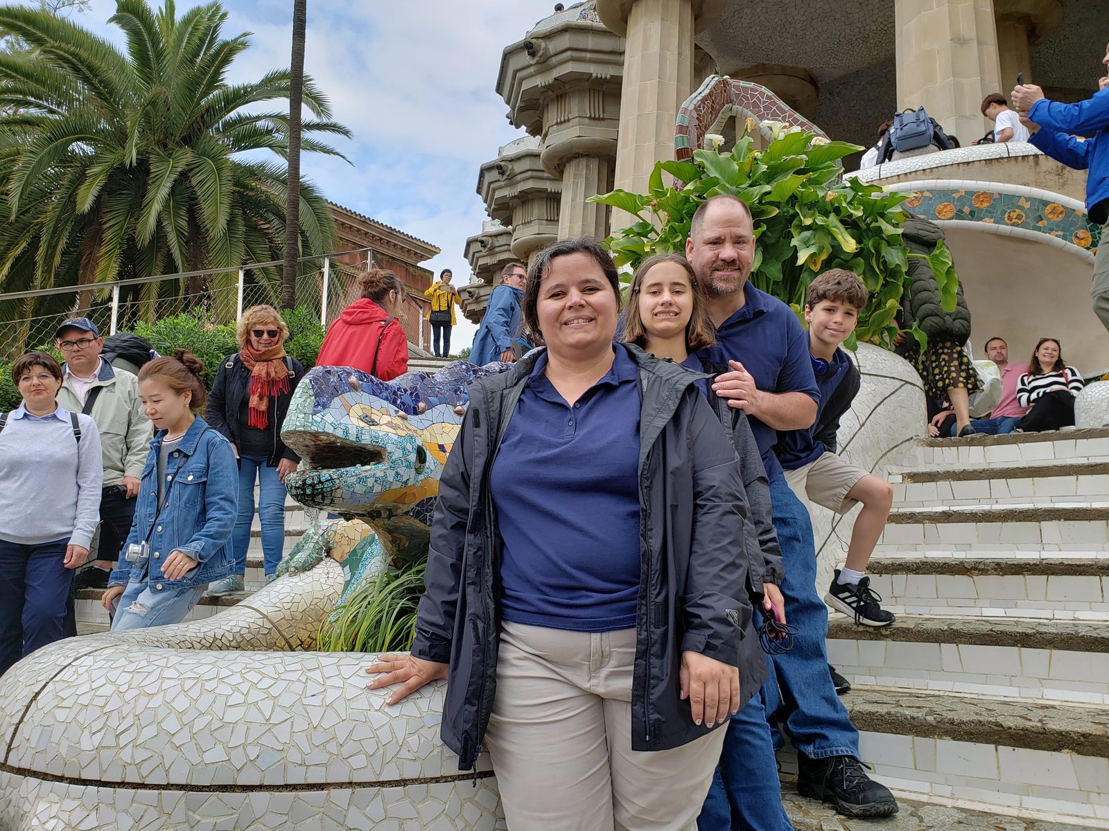 All four of us on Park Guell's staircase