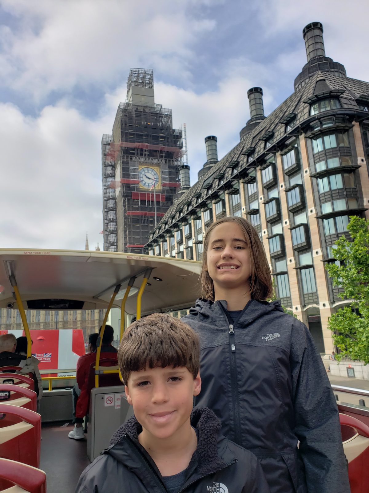 Lisa and Thomas on the bus by Big Ben