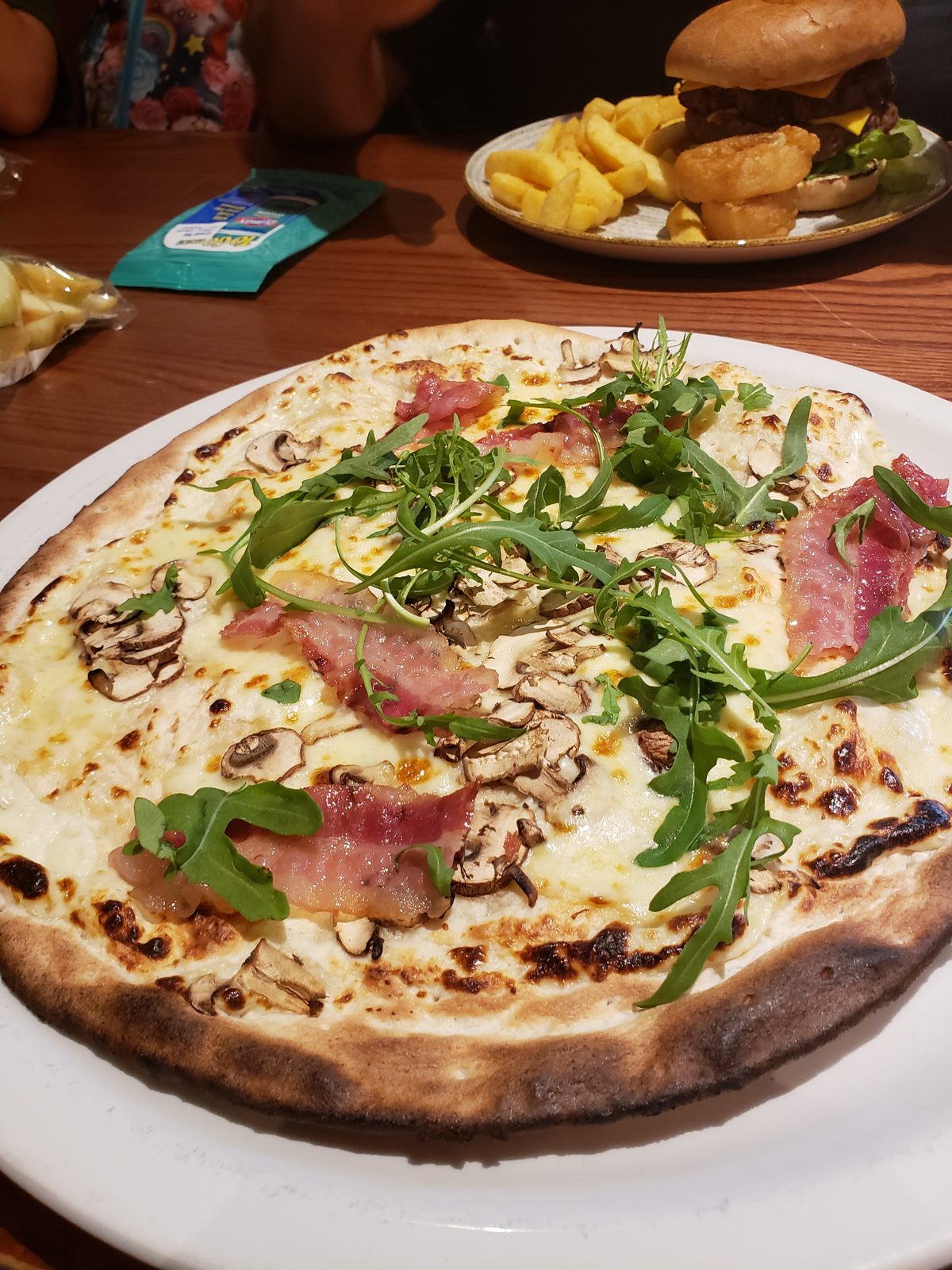 Our pizza and burger lunch before the flight home