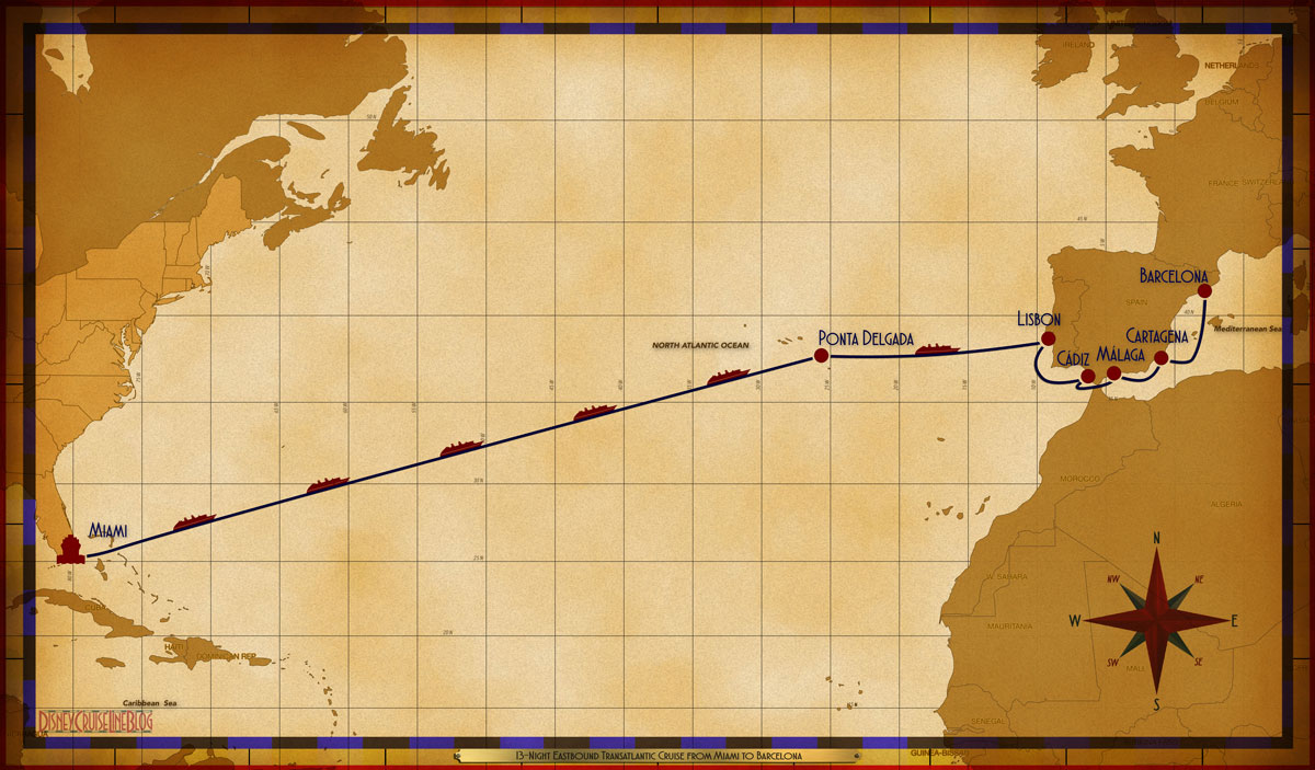 Itinerary map courtesy of DisneyCruiseLineBlog.com