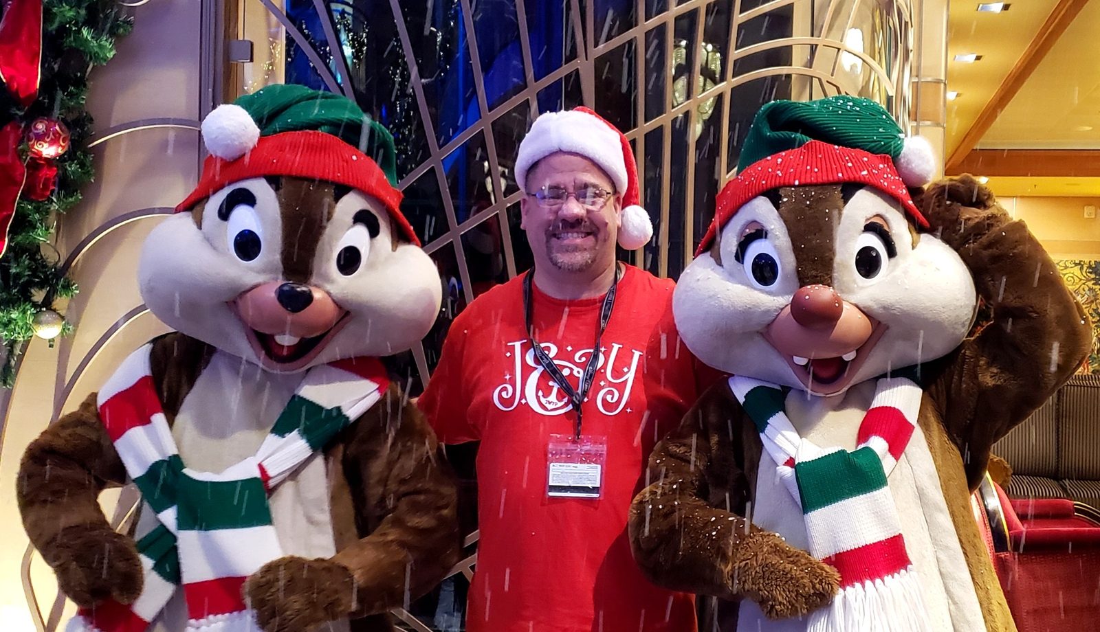 Chip and Dale dressed for Christmas with me