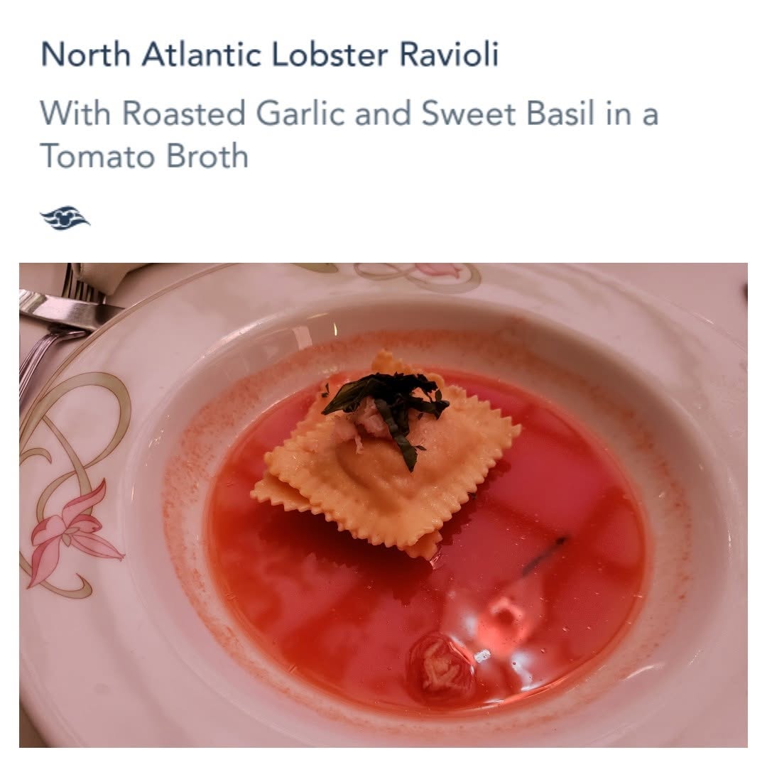 North Atlantic lobster ravioli at dinner on the Dream