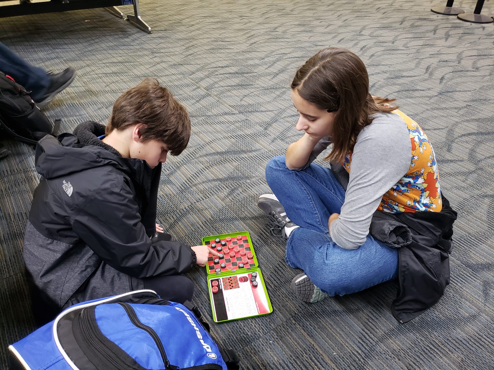 Thomas and Lisa killing time at the gate