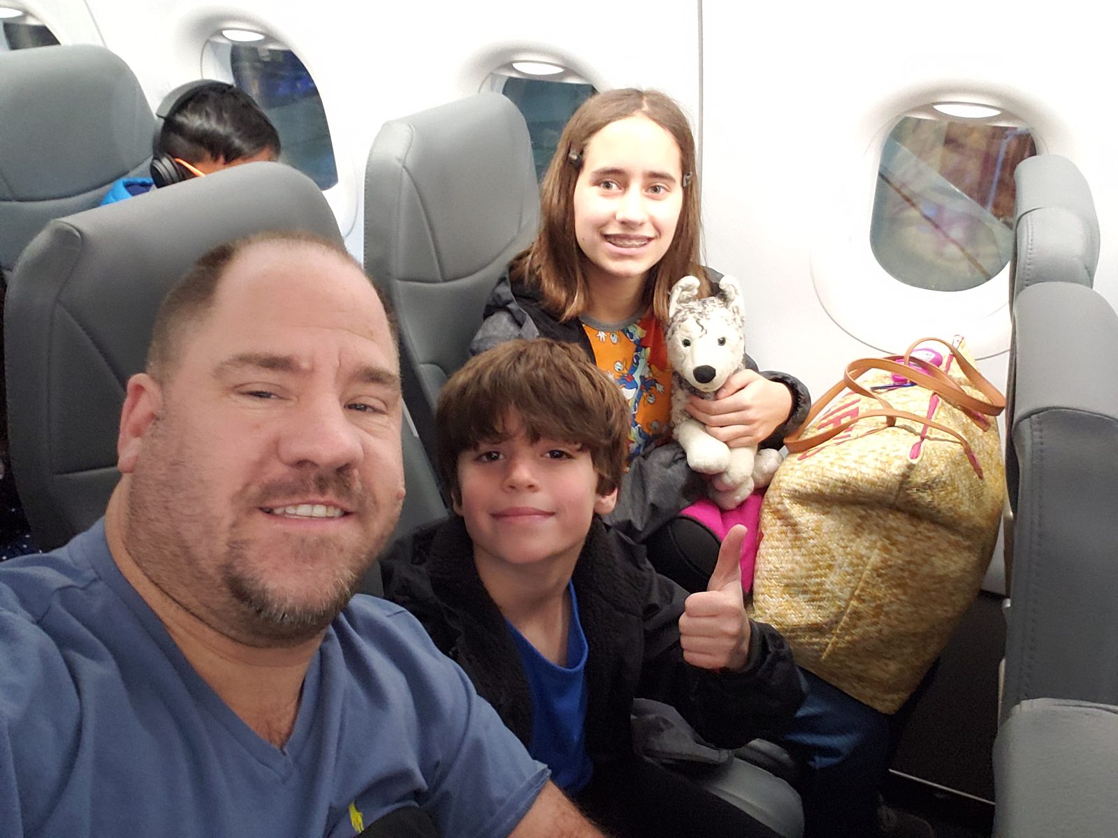 Lisa, Thomas and me, Bob along for the flight