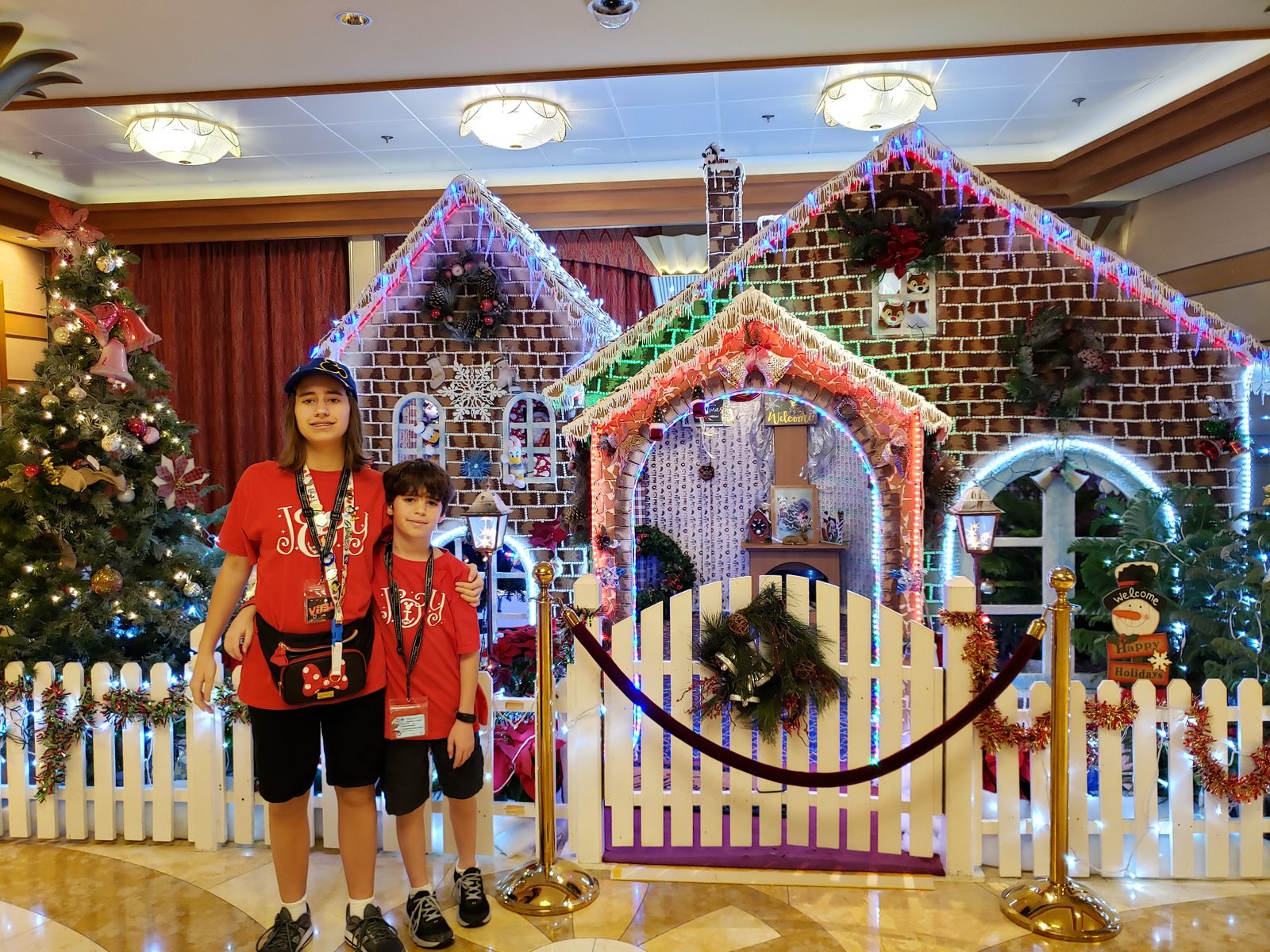 The kids at the gingerbread house display