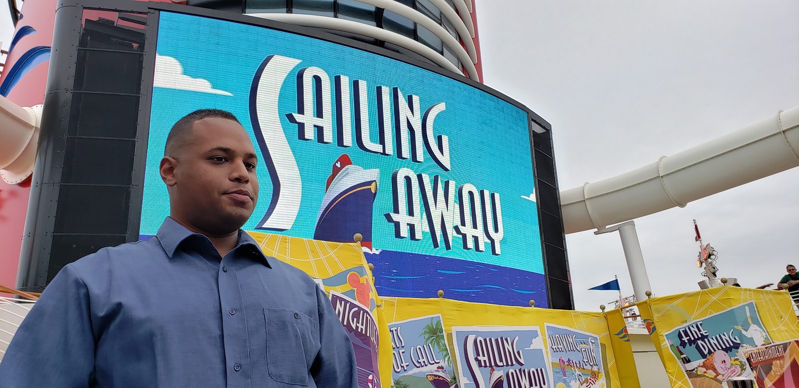 A Cast Member announces sailing away