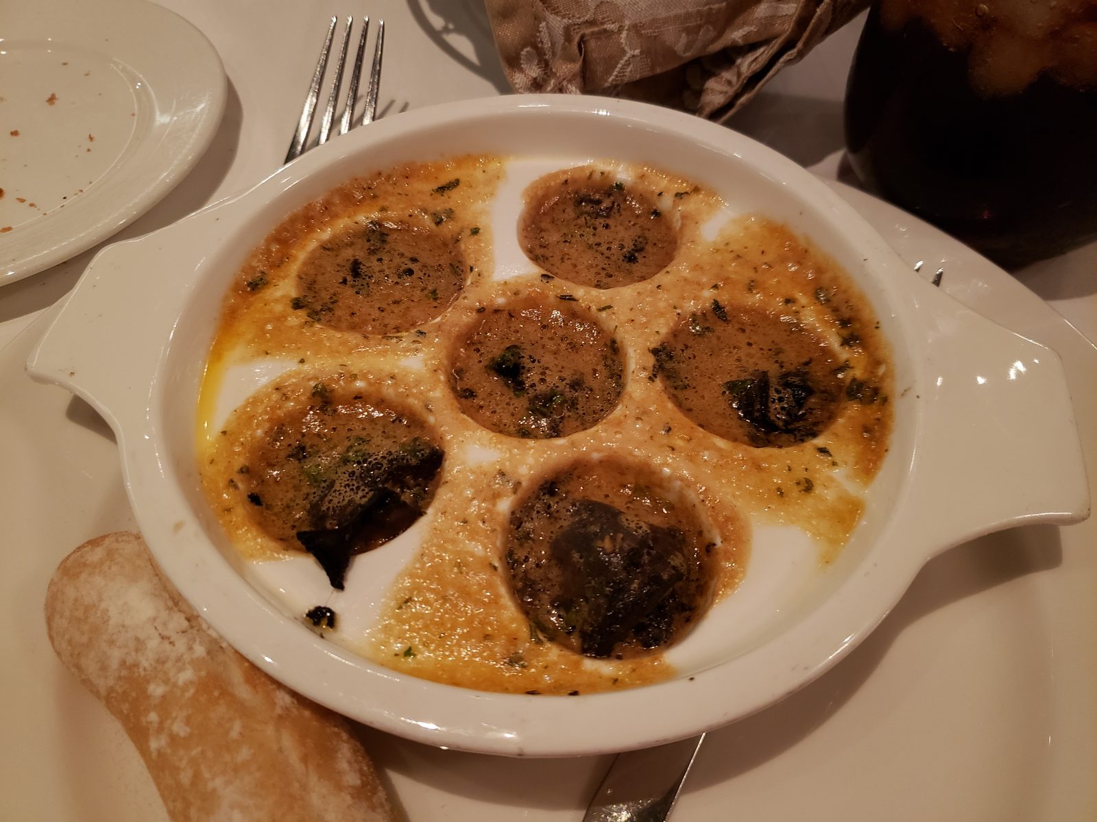 Escargot at dinner on the Disney Dream