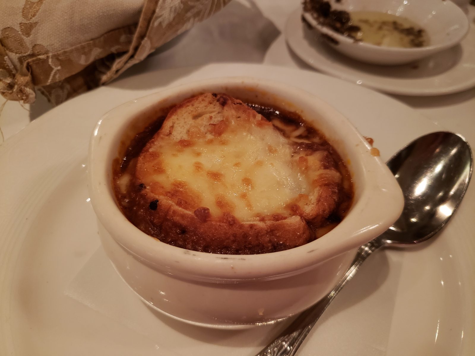 French onion soup at dinner on the Dream