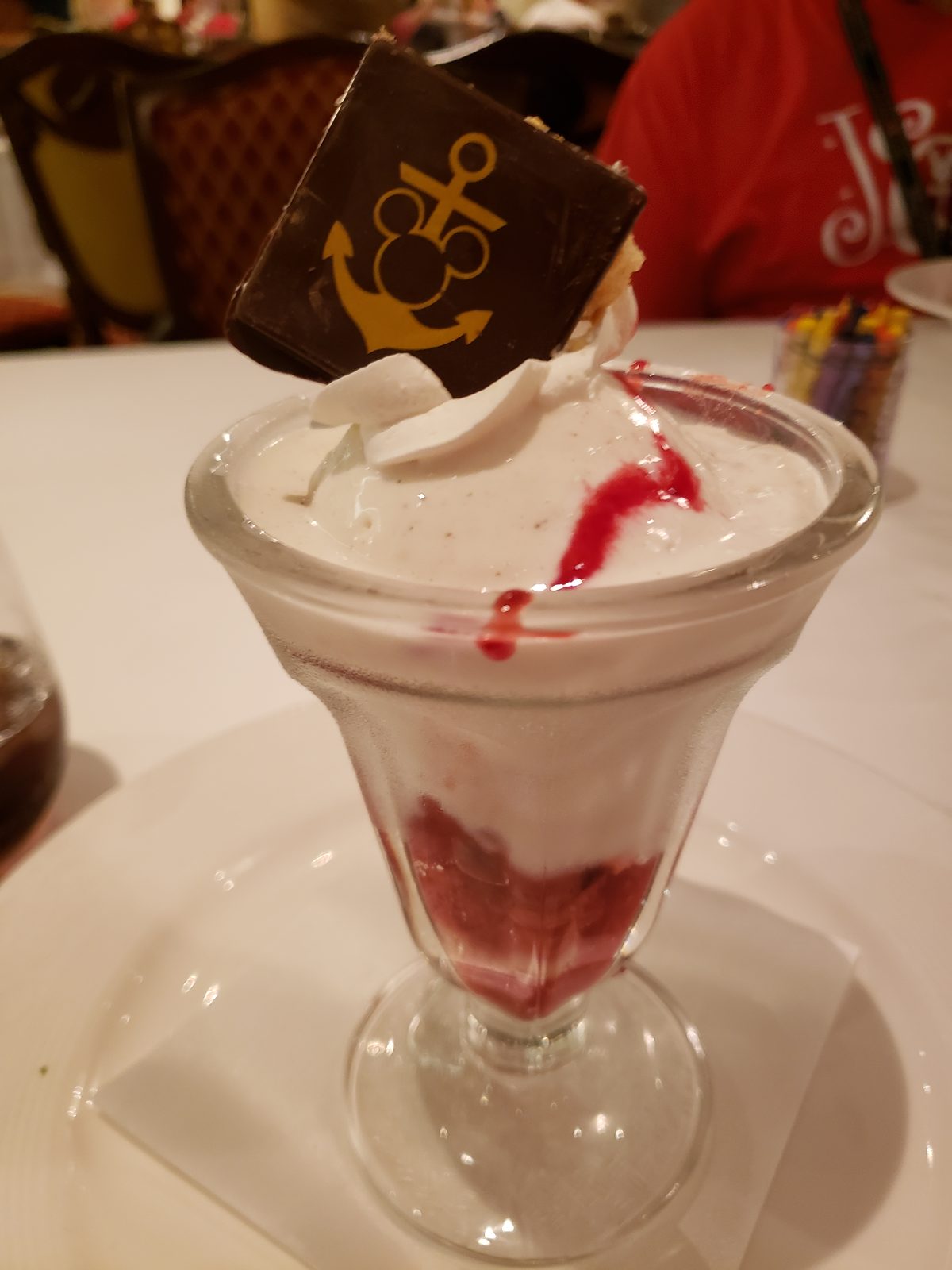 Strawberry shortcake sundae for dessert on the Dream