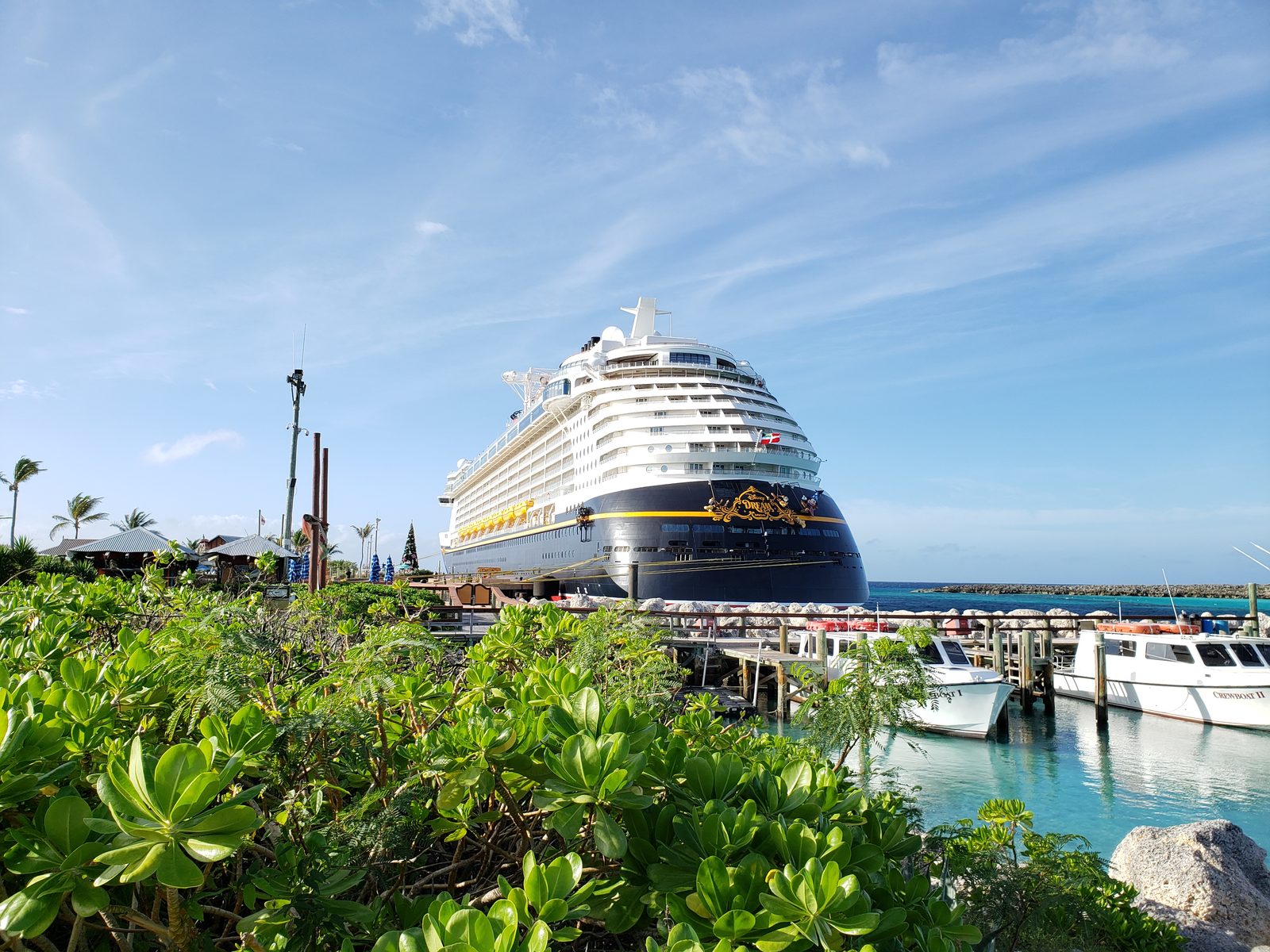The Disney Dream at the dock at Castaway Cay