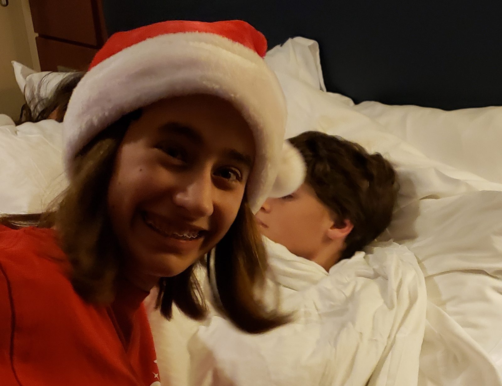 Lisa and Thomas winding down for bed