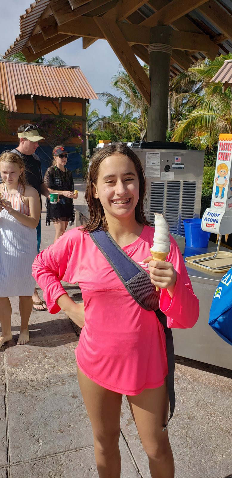 Lisa with her ice cream at Castaway Cay