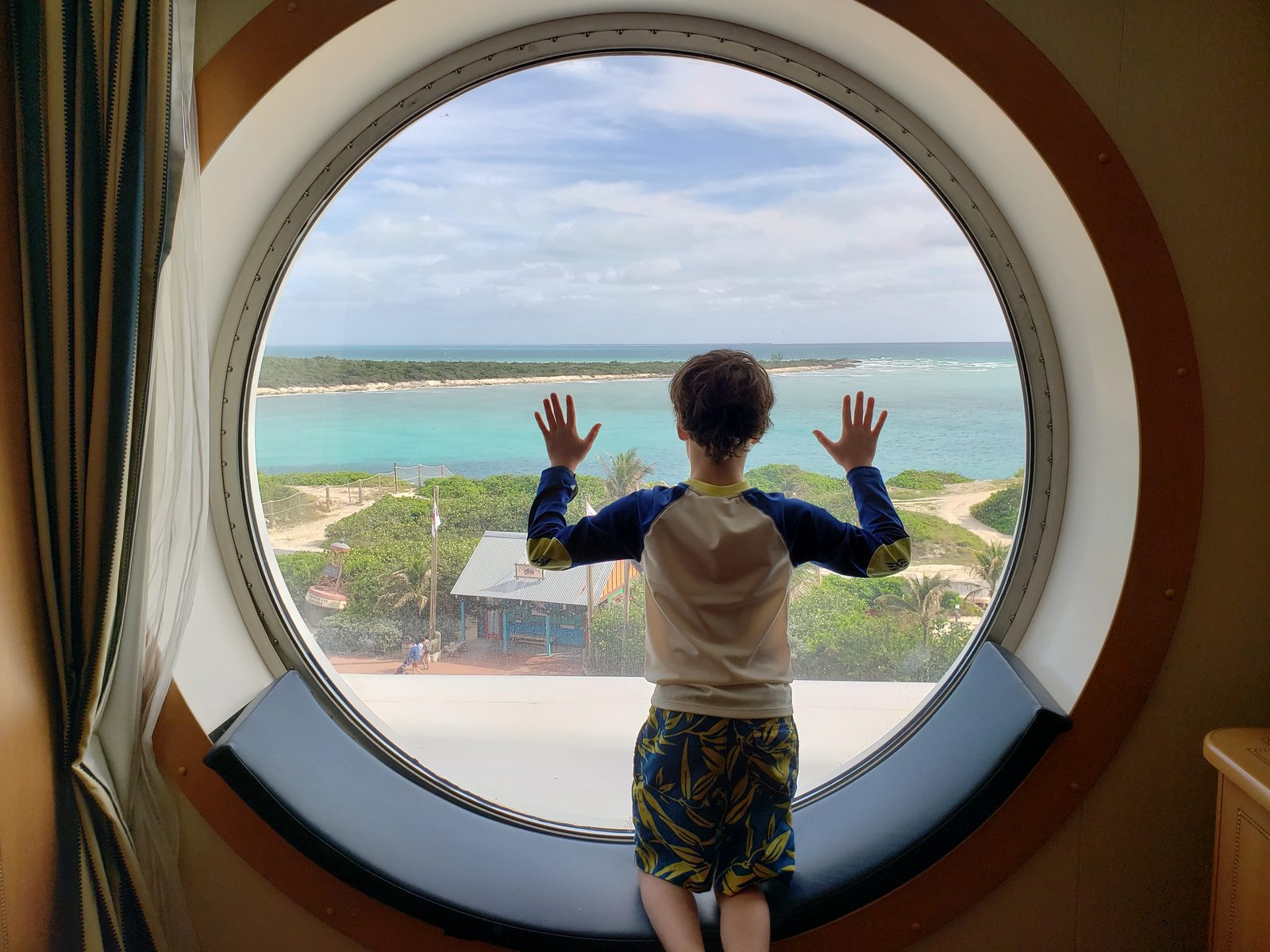 Looking out our porthole at Castaway Cay