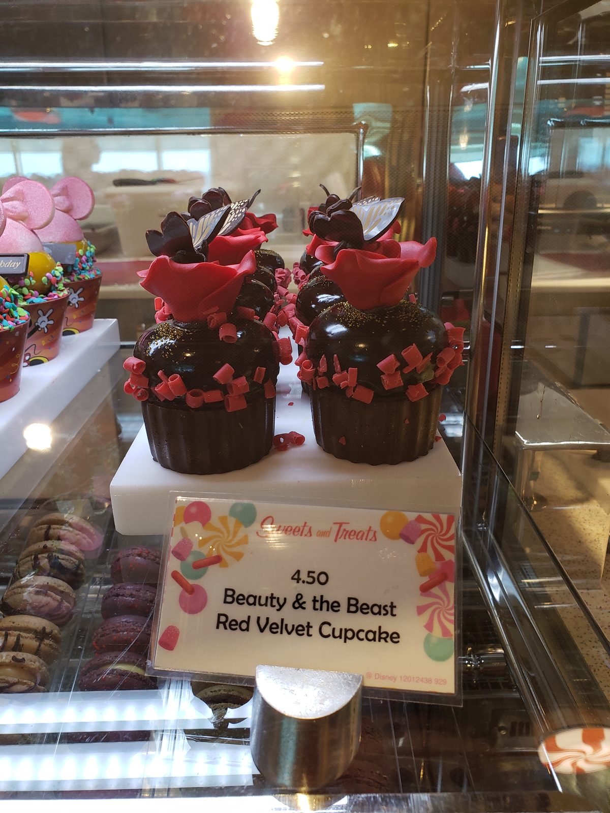 Beauty and the Beast red velvet cupcakes at Vanellope's