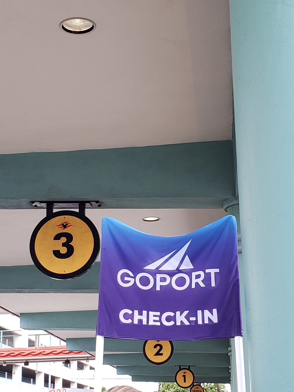 GOPORT shuttle check-in signage