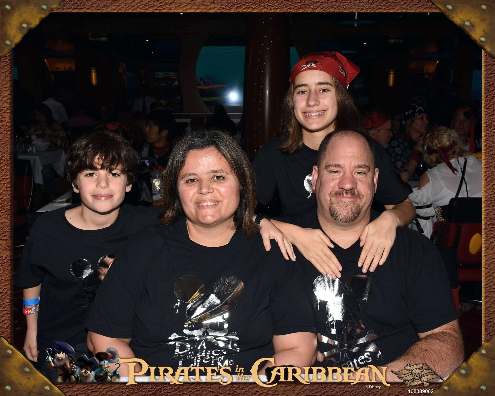 All four of us at dinner, Pirate Night