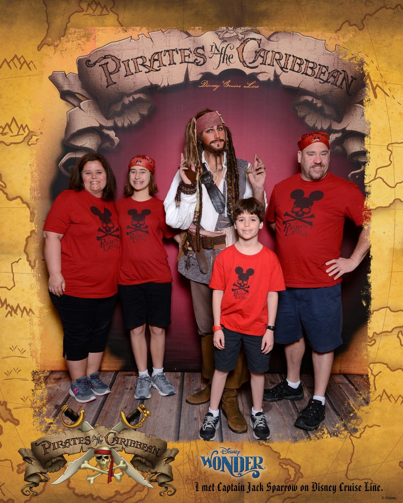 All four of us meet Captain Jack Sparrow