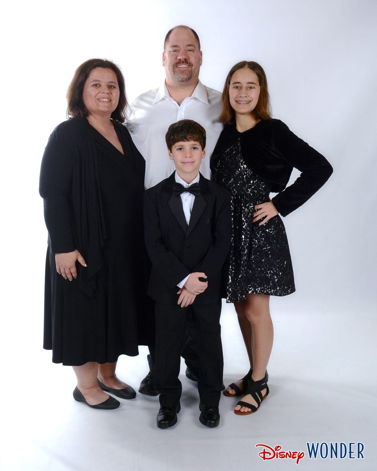 The whole family dressed up for formal night