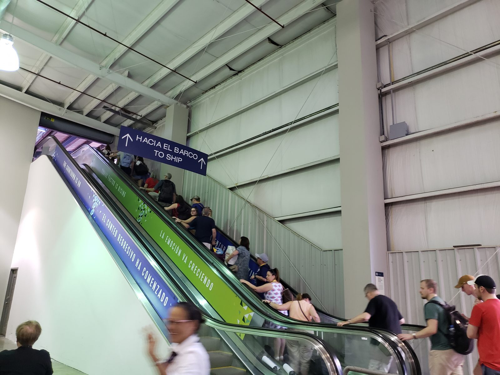Escalator down to the ship