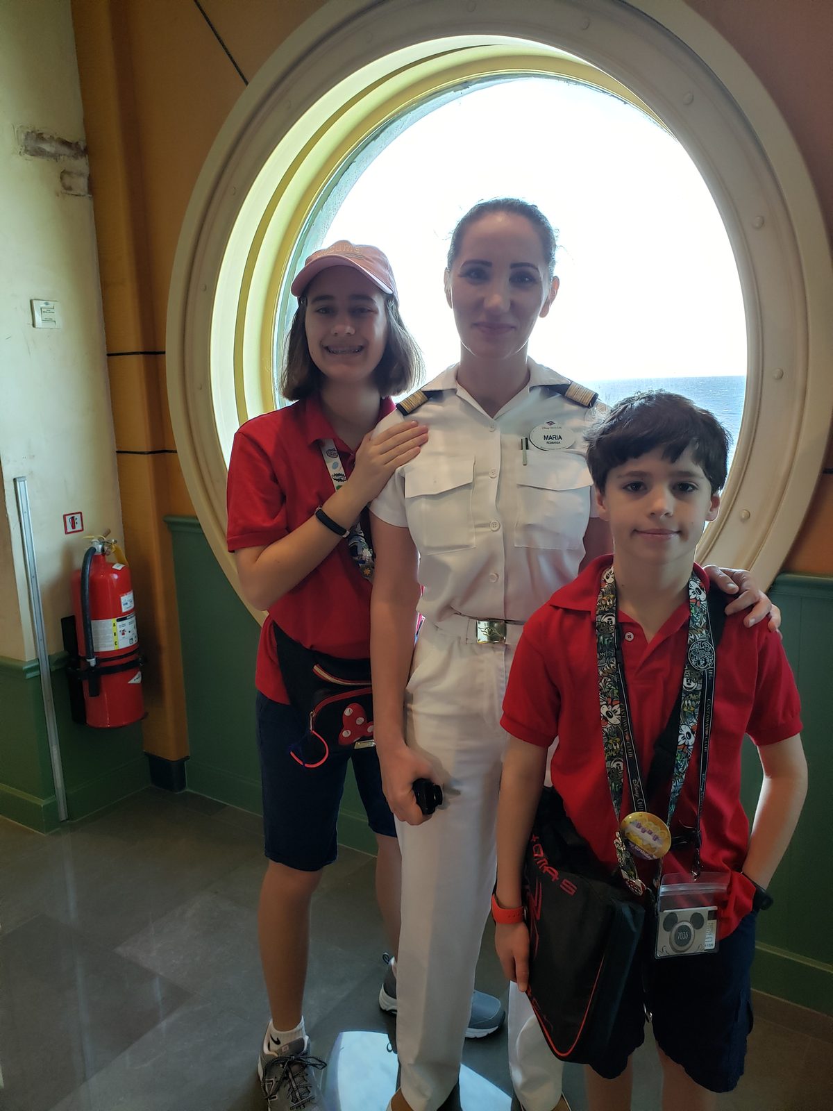Lisa and Thomas with a ship's officer