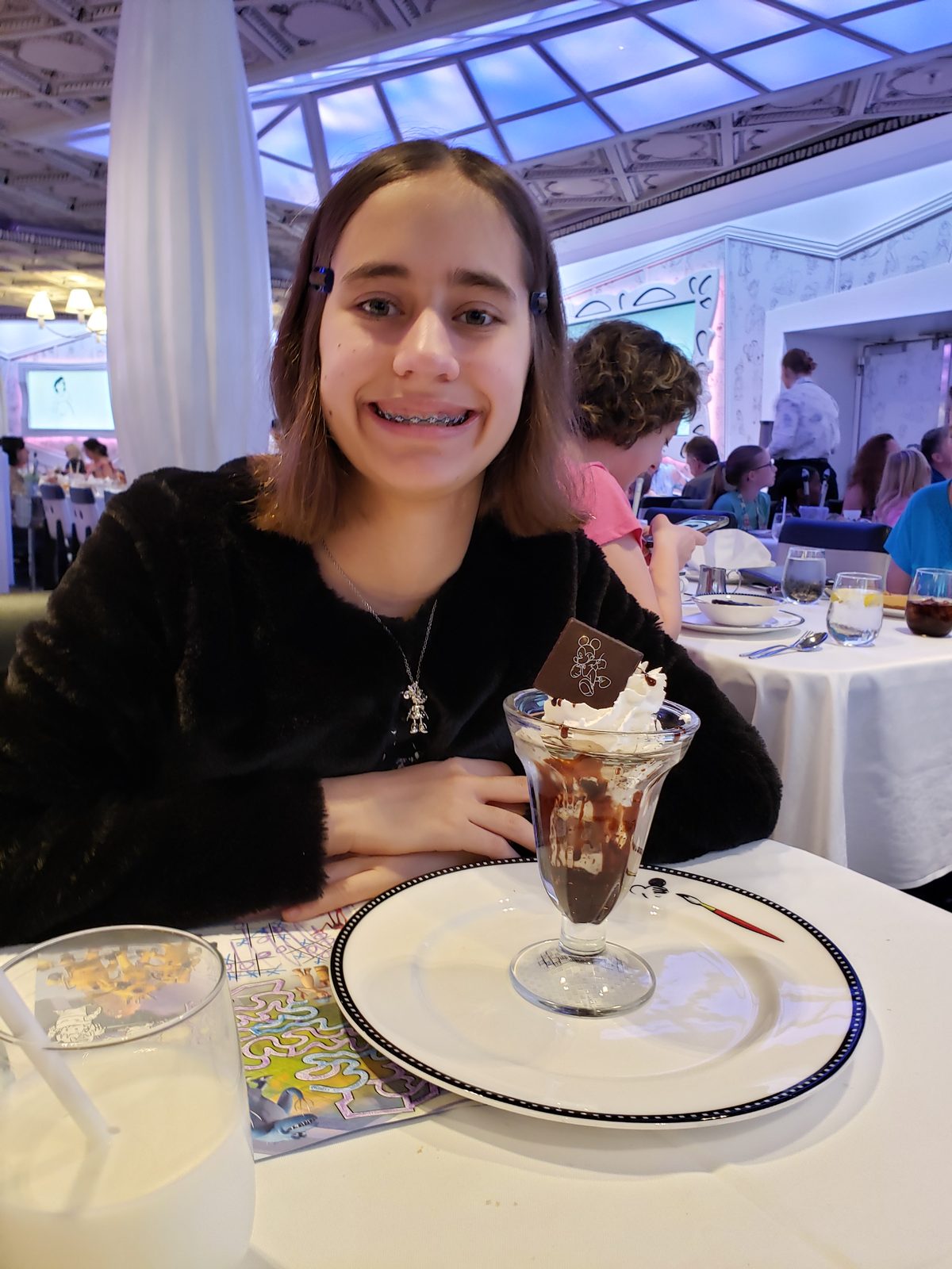 Lisa with her sundae at Animator's Palate