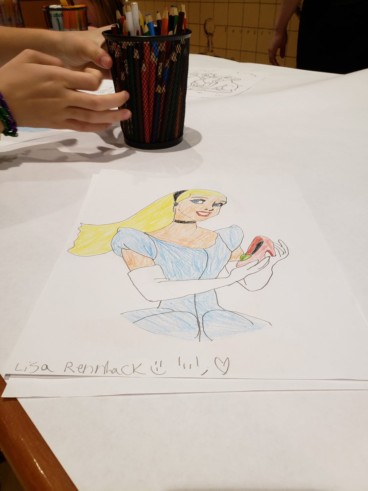 Lisa's own drawing of Cinderella from art class