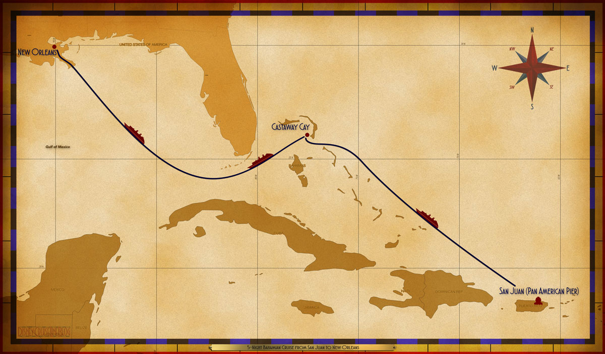 Itinerary map courtesy of DisneyCruiseLineBlog.com