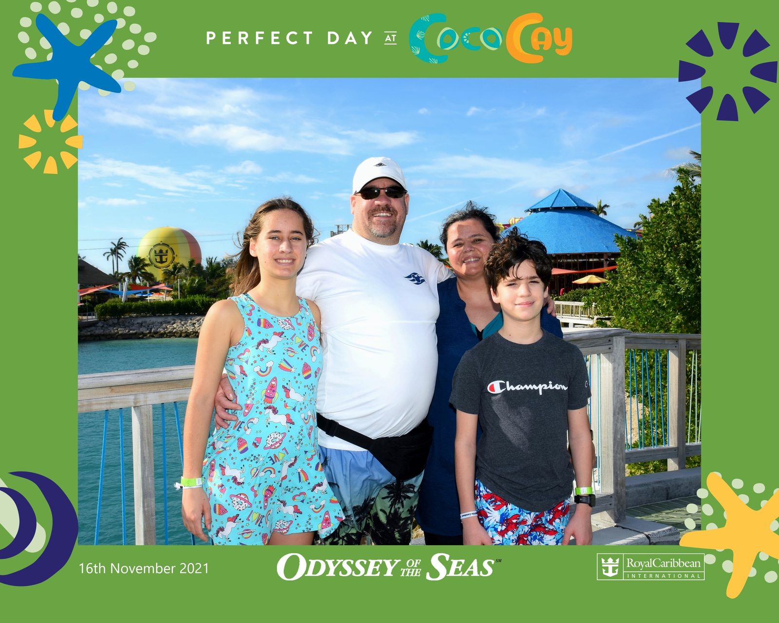 The four of us at the CocoCay photo spot