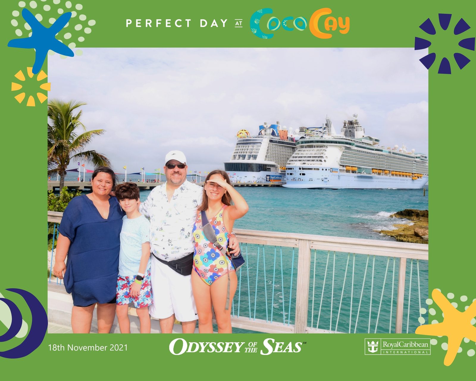 The four of us at the CocoCay photo frame